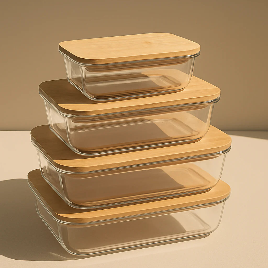 4-Pieces Glass Food Storage Containers - Rectangle