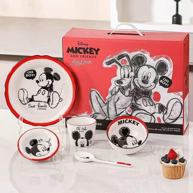 Disney Mickey & Friends Ceramic Dinnerware Set – Premium Kids Tableware Gift Set (Complete Meal Set)
