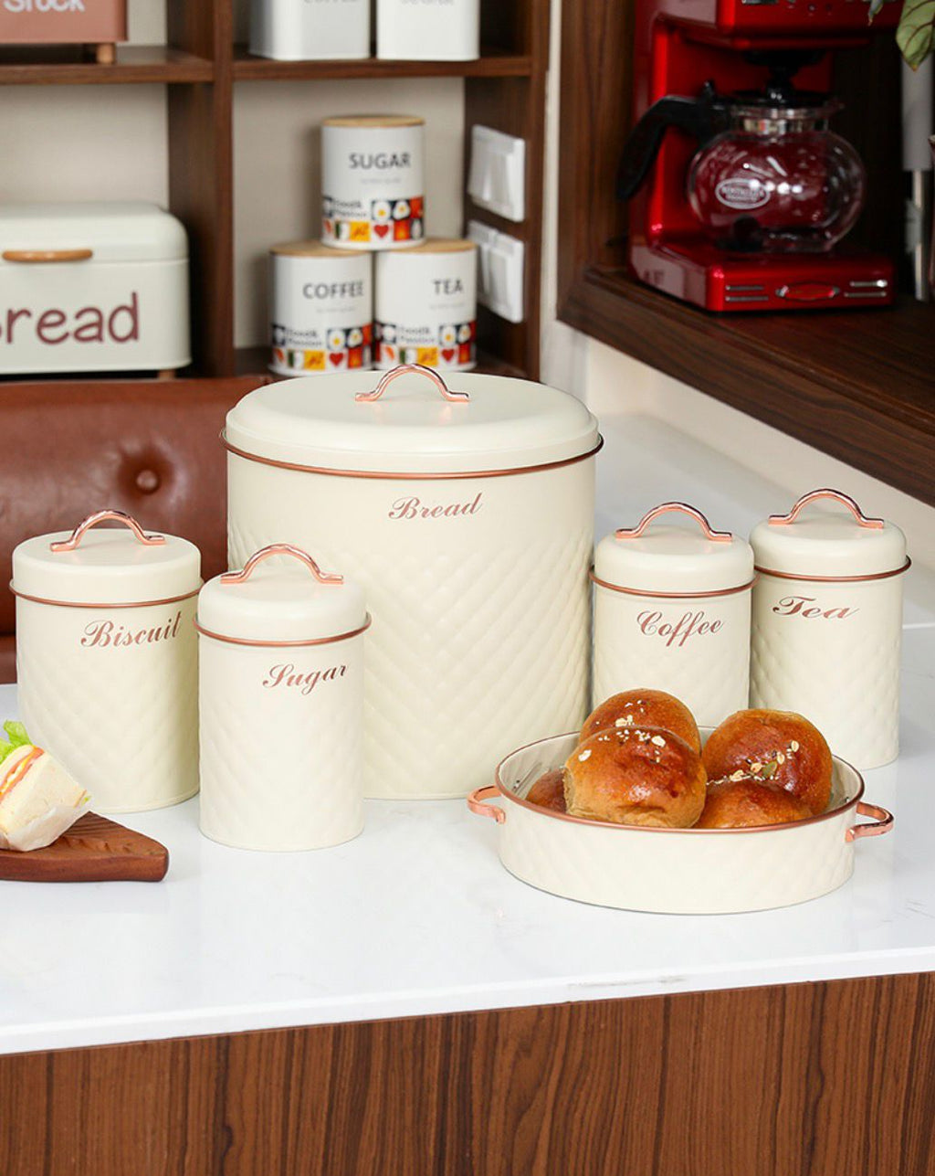 6 - Pieces Bread Box Set With Serving Tray