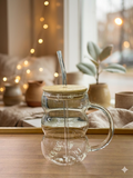 Bubble Glass Tumbler With Lid & Straw
