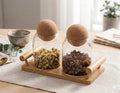 Ball Cork Jars With Wooden Tray