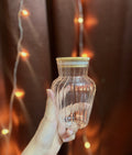Curve Shaped Glass Tumbler With Wooden Lid & Glass Straw