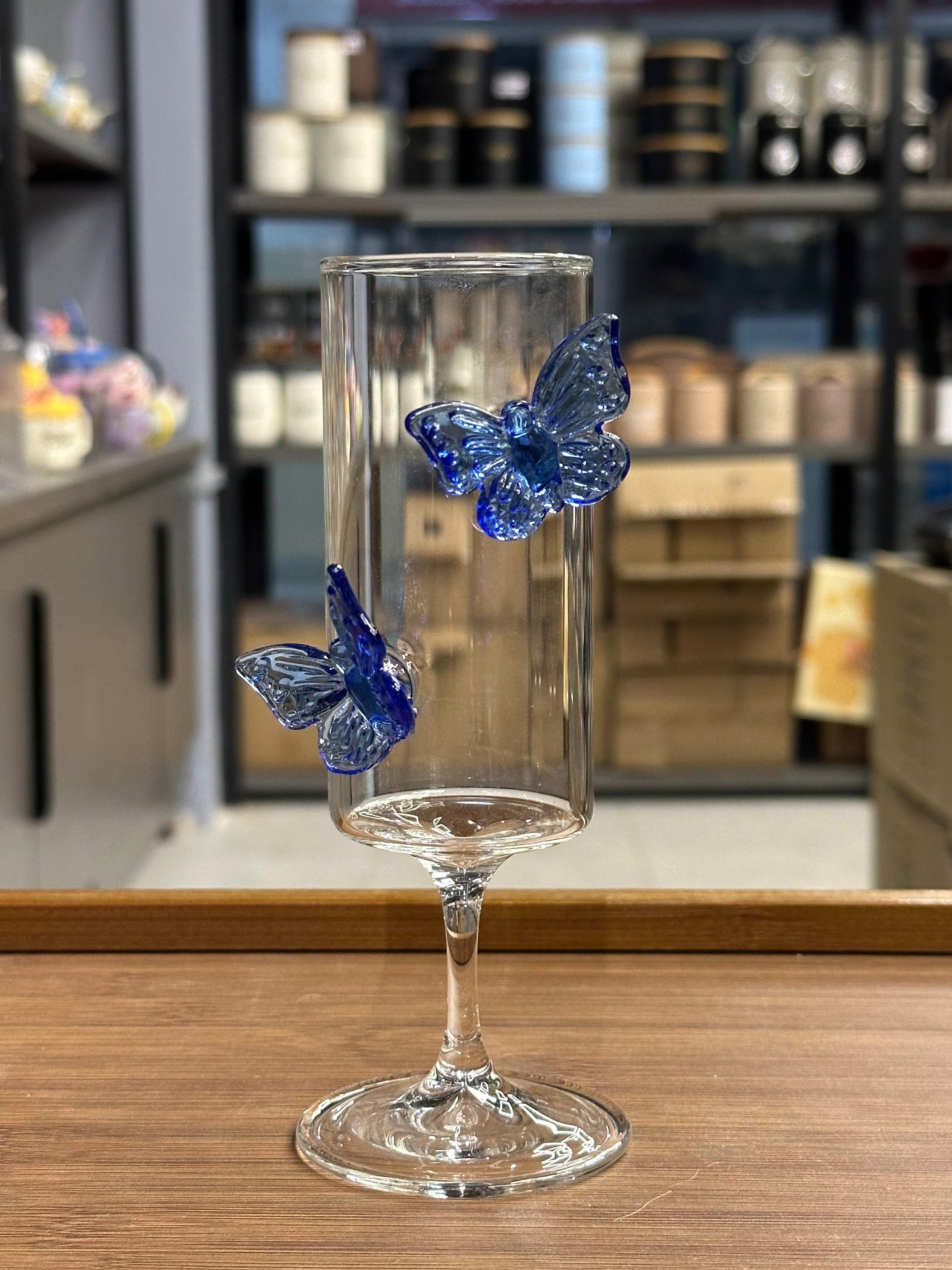3D Butterfly Flute Glass Glassware 200ml - 1 Piece