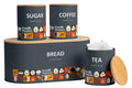 4-Piece kitchen Storage Bread Box and Canisters for Tea Coffee and Sugar