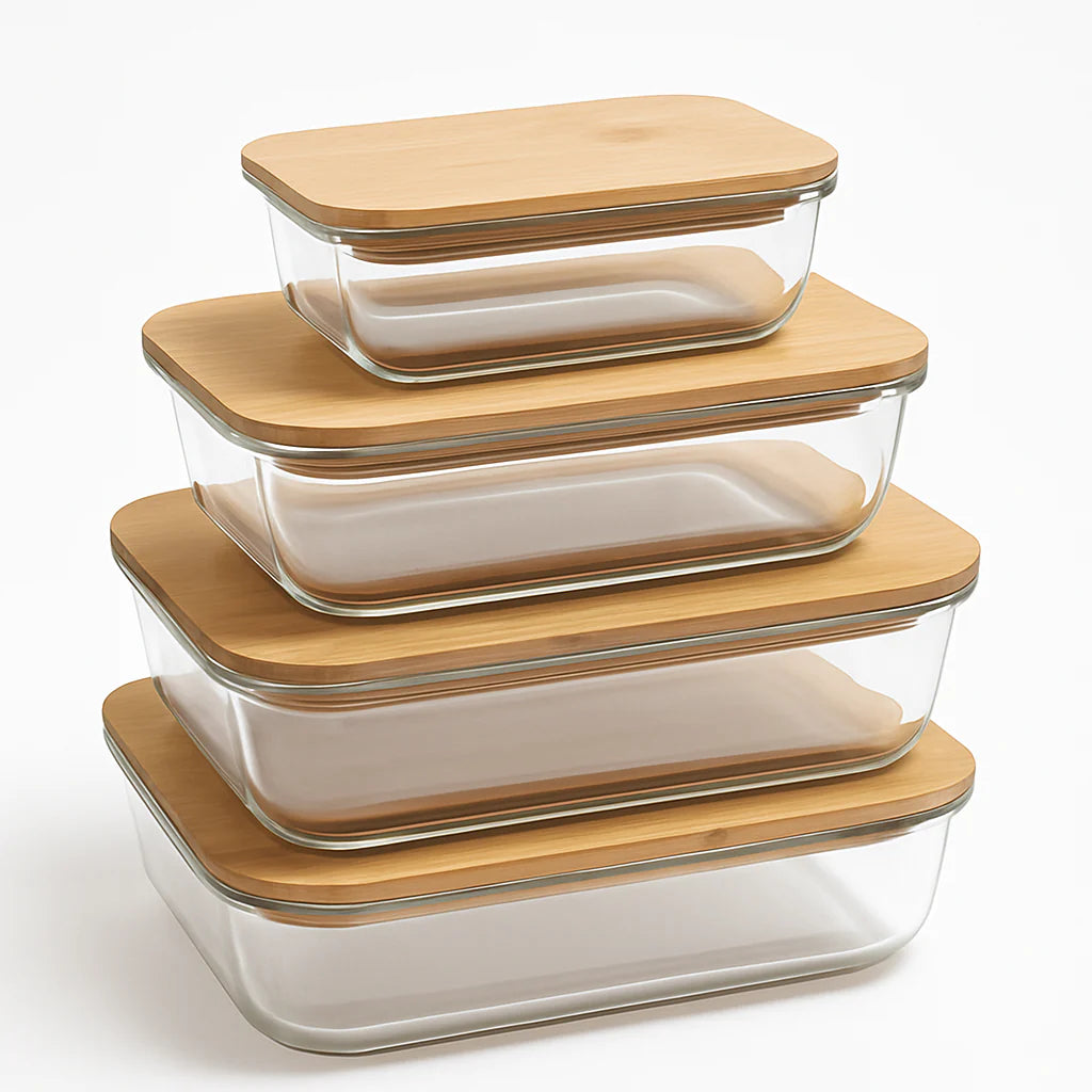 4-Pieces Glass Food Storage Containers - Rectangle