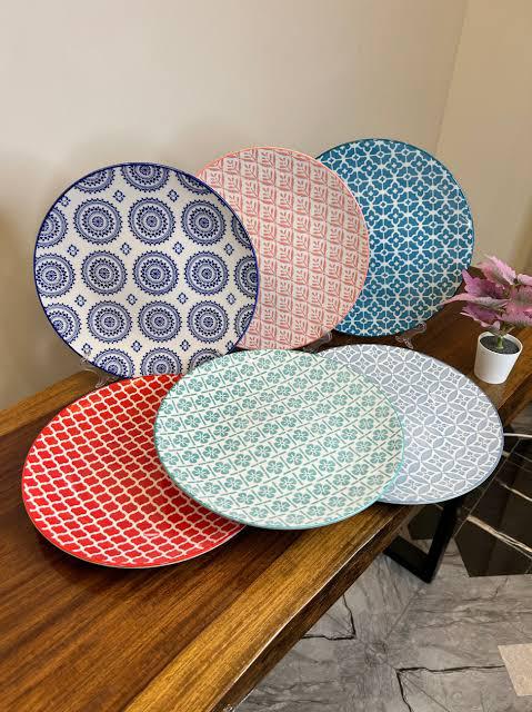 Danny Home Premium 10.5" Porcelain Dinner Plate – Elegant Pattern Series (6-pieces)