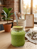 Round Glass Tumbler With Lid & Straw