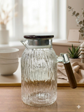 2.0L Borosilicate Glass Jug with Wooden Texture Handle - Elegant & Heat-Resistant Pitcher