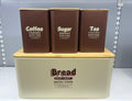 Luxury Metal Bread Box with Coffee, Sugar & Tea Canister Set – Premium Kitchen Storage Collection