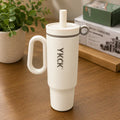 YKCK Vacuum Insulated Travel Tumbler with Handle & Straw – White | 40oz