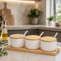 Danny Home Bamboo Tray & Ceramic Pastry Bowls