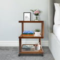 Modern Wooden Side Table with Storage Shelves