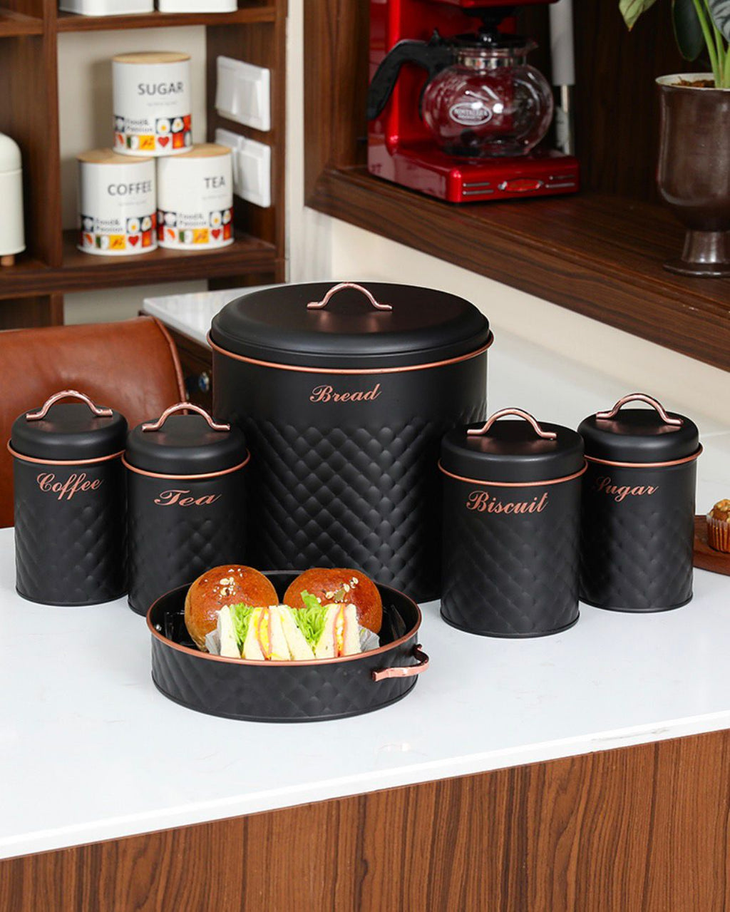 6 - Pieces Bread Box Set With Serving Tray
