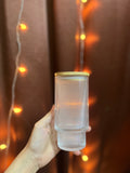 Stripped Glass Tumbler With Wooden Lid & Glass Straw