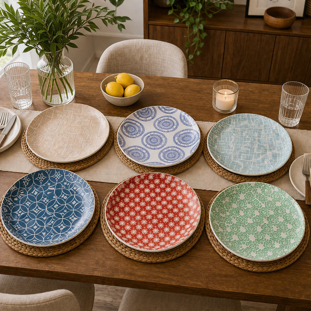 Danny Home Premium 10.5" Porcelain Dinner Plate – Elegant Pattern Series (6-pieces)