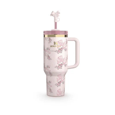 The Stanley X LoveShackFancy Holiday Quencher | 40 OZ - Rosa Beaux Pink - Gift Box
