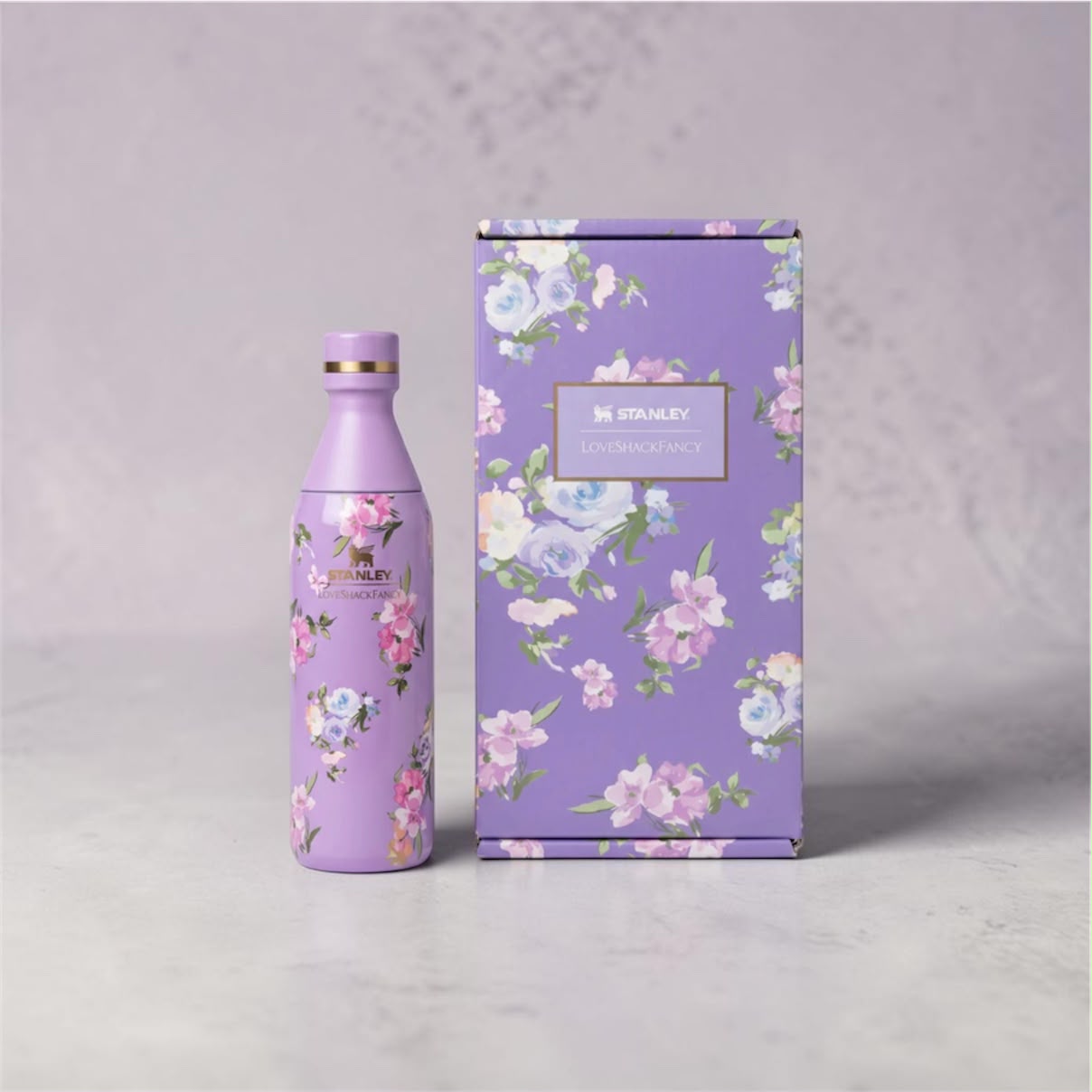 The Stanley x Loveshack Fancy All Day Slim Bottle 16 oz - Happy Thoughts