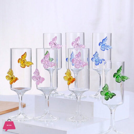 3D Butterfly Flute Glass Glassware 200ml - 1 Piece