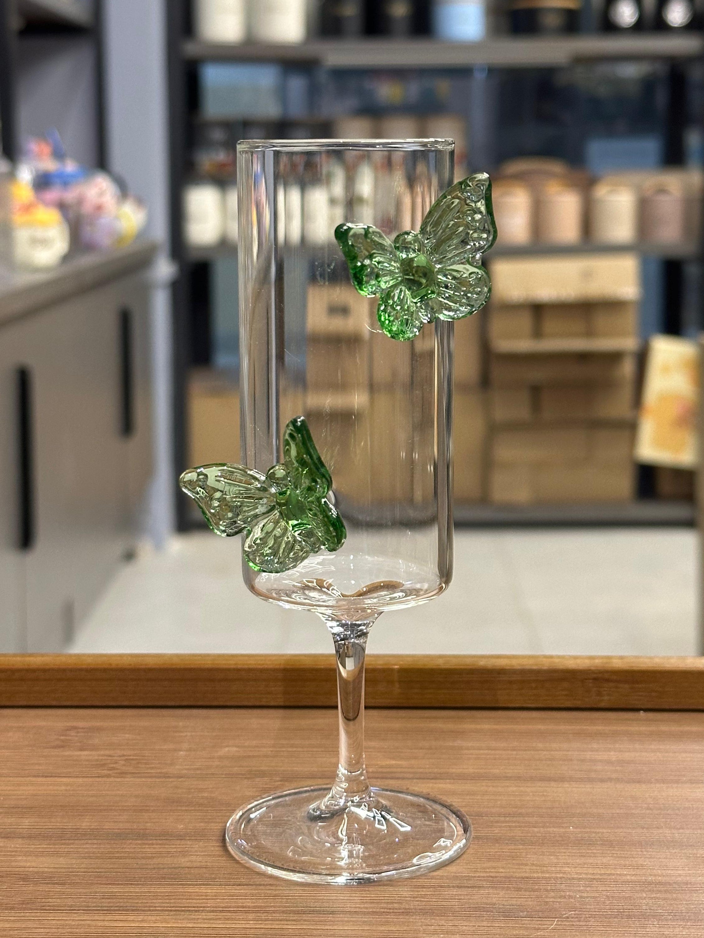 3D Butterfly Flute Glass Glassware 200ml - 1 Piece