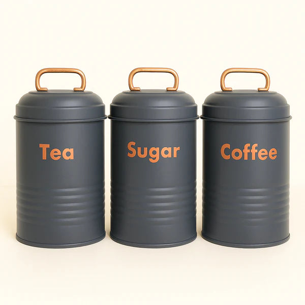 Vintage Metal Canister Set - Grey