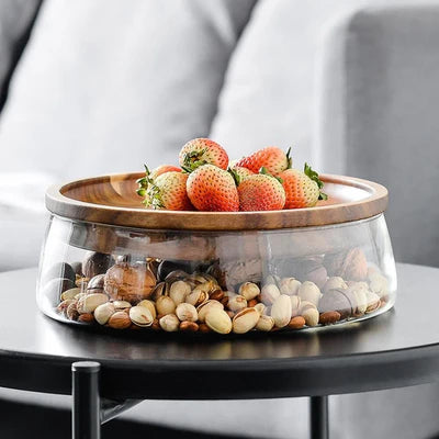 Transparent Glass Storage Canister With Wooden Lid