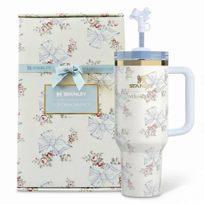 The Stanley X LoveShackFancy Holiday Quencher | 40 OZ - Rosa Beaux Blue - Gift Box