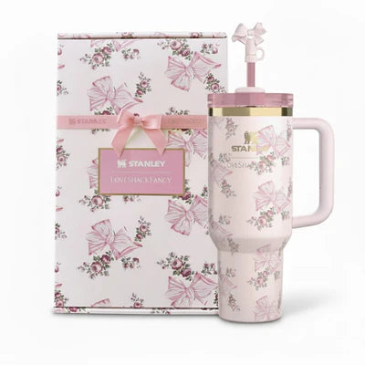The Stanley X LoveShackFancy Holiday Quencher | 40 OZ - Rosa Beaux Pink - Gift Box